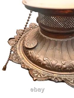 Antique 1890s American Lamp Gone With The Wind Electrified Oil Lamp with Flowers