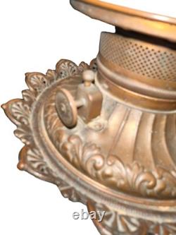 Antique 1890s American Lamp Gone With The Wind Electrified Oil Lamp with Flowers