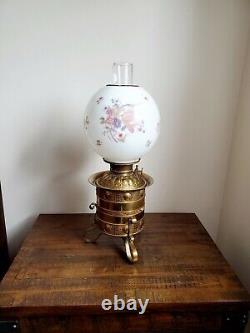 Antique 1890s Consolidated Hand Painted GWTW Kerosene Oil Parlor Lamp