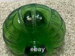 Antique 1890s ORIGINAL GREEN GLASS FISHSCALE WithCABLE FONT OIL LAMP FINDLAY OH