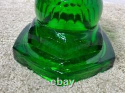 Antique 1890s ORIGINAL GREEN GLASS FISHSCALE WithCABLE FONT OIL LAMP FINDLAY OH