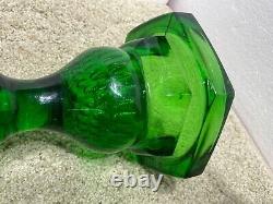 Antique 1890s ORIGINAL GREEN GLASS FISHSCALE WithCABLE FONT OIL LAMP FINDLAY OH