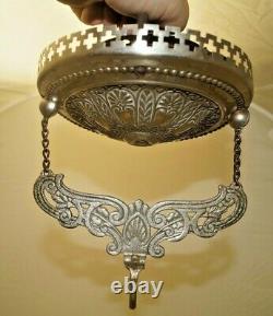 Antique 1890s ORNATE Bradley Hubbard Hanging Oil Lamp Retractor WORKS GREAT