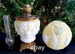 Antique 1890s PITTSBURGH SUCCESS Cherub Face Oil Lamp GWTW Hurricane