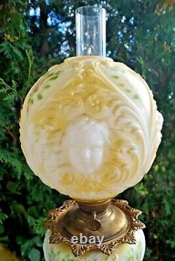 Antique 1890s PITTSBURGH SUCCESS Cherub Face Oil Lamp GWTW Hurricane