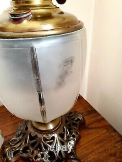 Antique 1890s SUCCESS Gone With The Wind Clear Satin Glass Oil Lamp 24
