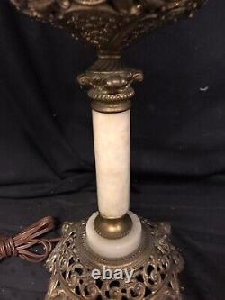Antique 1892 Bradley & Hubbard Banquet Parlor Gwtw B&h Electrified Oil Lamp