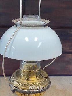Antique 1892 PITTSBURGH Hanging Oil Lamp Vintage Light Fixture / railroad parlor