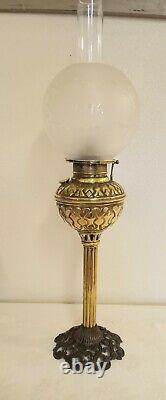 Antique 1893-1904 Brass Banquet Parlor Victorian Oil Lamp