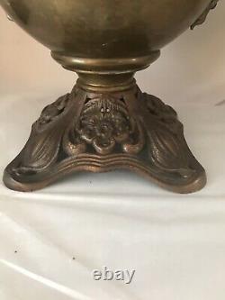 Antique 1895 E. Miller Juno Lamp Brass Victorian GWTW Banquet Oil Table Lamp