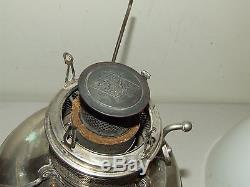 Antique 1895 Edward Miller Kerosene Oil GWTW Table Lamp with Milk Glass Shade