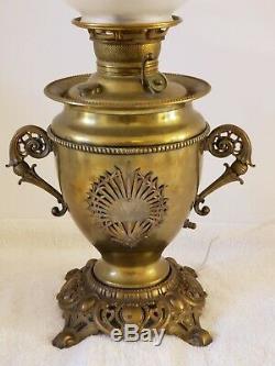 Antique 1895 Miller Juno Lamp Brass Victorian GWTW Banquet Oil Table Lamp 23