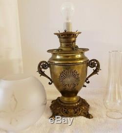 Antique 1895 Miller Juno Lamp Brass Victorian GWTW Banquet Oil Table Lamp 23