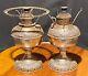 Antique 1895 PAIR E. Miller New Juno No. 1 Nickel on Brass Kerosene 8 Lamps