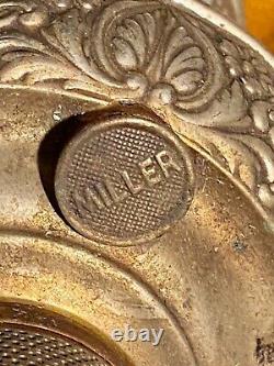 Antique 1895 PAIR E. Miller New Juno No. 1 Nickel on Brass Kerosene 8 Lamps