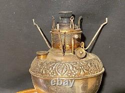 Antique 1895 PAIR E. Miller New Juno No. 1 Nickel on Brass Kerosene 8 Lamps