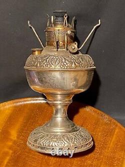 Antique 1895 PAIR E. Miller New Juno No. 1 Nickel on Brass Kerosene 8 Lamps