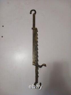 Antique 18th Early Oil Lamp sawtooth lighting Duck Trammel Vintage With Petina