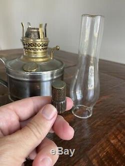 Antique 1900'S MILLER HOME FINGER Oil LAMP & CHIMNEY