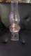 Antique 1911 Manganese Glass Octagonal Greek Key Pedestal 18 Oil Lamp withChimney