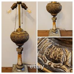 Antique 1920s BRADLEY & HUBBARD The B&H Oil Lamp Converted to Electric 2 Sockets