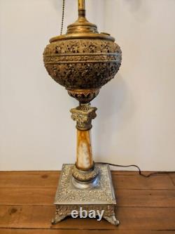 Antique 1920s BRADLEY & HUBBARD The B&H Oil Lamp Converted to Electric 2 Sockets