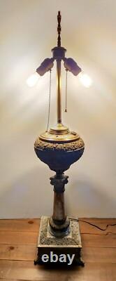 Antique 1920s BRADLEY & HUBBARD The B&H Oil Lamp Converted to Electric 2 Sockets