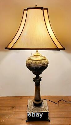 Antique 1920s BRADLEY & HUBBARD The B&H Oil Lamp Converted to Electric 2 Sockets