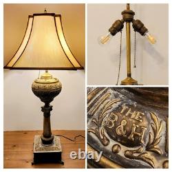 Antique 1920s BRADLEY & HUBBARD The B&H Oil Lamp Converted to Electric 2 Sockets