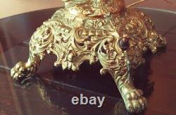 Antique 1930s-40s Victorian Nouveau Cherub/Putti Electric Oil Table Lamp, Amber