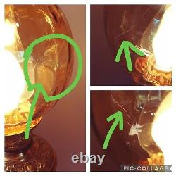 Antique 1930s-40s Victorian Nouveau Cherub/Putti Electric Oil Table Lamp, Amber