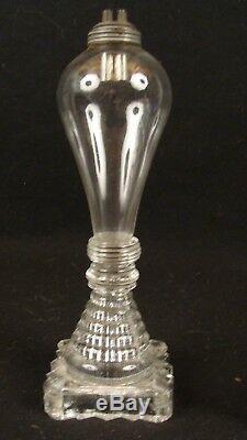 Antique 19C Pr Flint Glass Lemon Squeezer Base Whale Oil Lamps DBL Burners