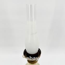 Antique 19th-C Electrified Porcelain Oil Lamp Floral Design 24 Tested