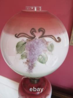 Antique 19th C. Gone With The Wind Lamp Oil Lamp Converted Hand Painted GWTW