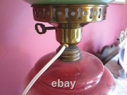 Antique 19th C. Gone With The Wind Lamp Oil Lamp Converted Hand Painted GWTW