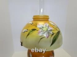 Antique 19th C. Hand Painted Floral Victorian Porcelain GWTW Banquet Table Lamp