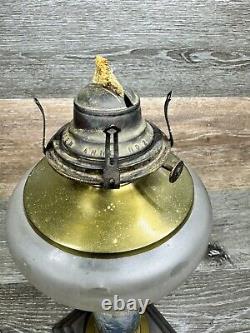 Antique 19th C. Queen Anne Oil Lamp Footed Victorian Porcelain Brass 14.5 Tall