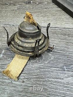 Antique 19th C. Queen Anne Oil Lamp Footed Victorian Porcelain Brass 14.5 Tall