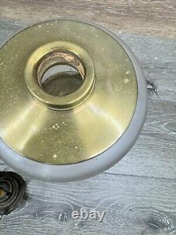Antique 19th C. Queen Anne Oil Lamp Footed Victorian Porcelain Brass 14.5 Tall