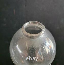 Antique 19th Century EAPG Sandwich Clear Glass Whale Oil Lamp withTwo Prong Burner