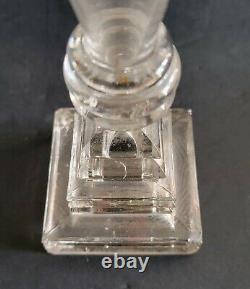 Antique 19th Century EAPG Sandwich Clear Glass Whale Oil Lamp withTwo Prong Burner