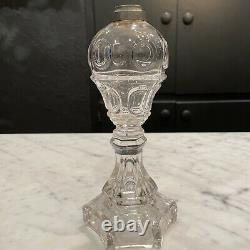 Antique 19th Century Flint Glass Whale Oil Lamp As Is Thumbprint Pattern