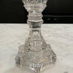 Antique 19th Century Flint Glass Whale Oil Lamp As Is Thumbprint Pattern