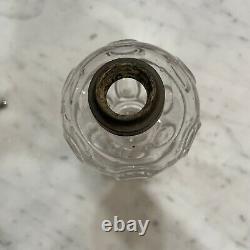 Antique 19th Century Flint Glass Whale Oil Lamp As Is Thumbprint Pattern