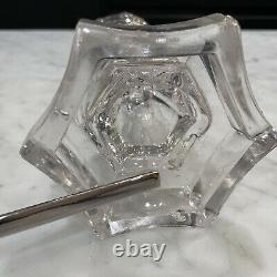 Antique 19th Century Flint Glass Whale Oil Lamp As Is Thumbprint Pattern