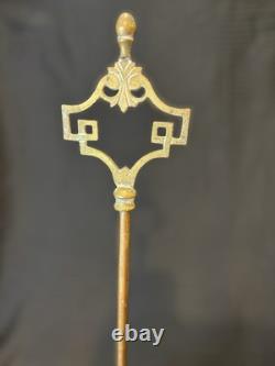 Antique 19th Century Italian Brass Lucerna Oil Lamp 26 Tall With Implements