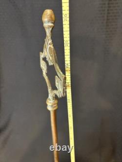 Antique 19th Century Italian Brass Lucerna Oil Lamp 26 Tall With Implements