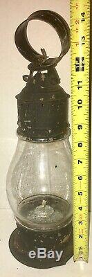 Antique 19th Century Tin Whale Oil Lantern Lamp Blown Glass AAFA