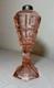 Antique 19th century Westmoreland coinspot pink glass brass whale table oil lamp