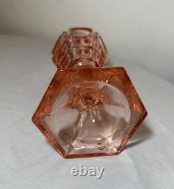 Antique 19th century Westmoreland coinspot pink glass brass whale table oil lamp